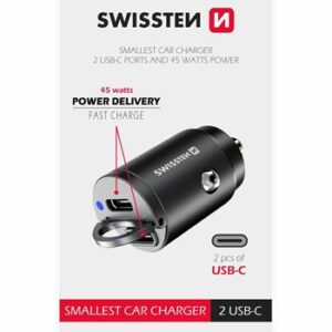 Swissten CL Adapter Power Delivery 2x USB-C 45W nano Schwarz