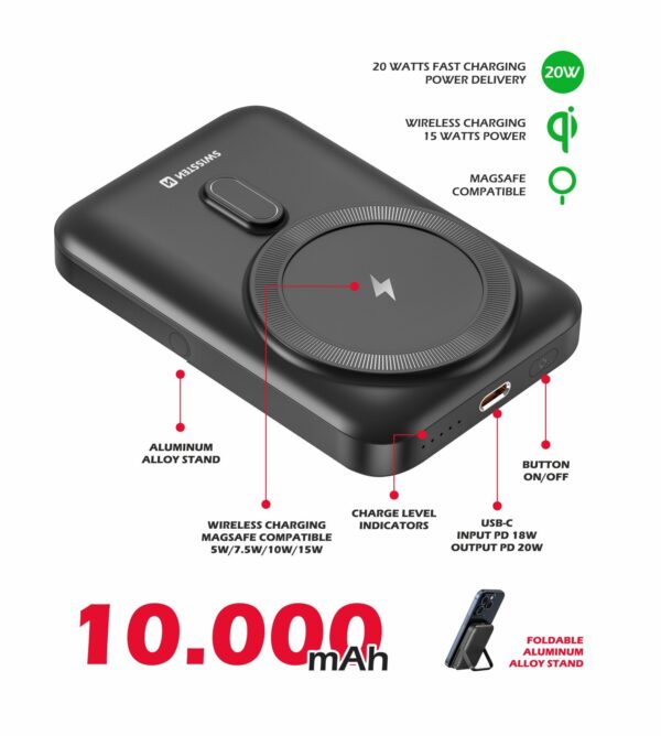 Swissten Power Bank PD 20W 10000 mAh (MagSafe-kompatibel)