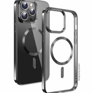 Swissten Clear Jelly Magstick Metallic für Apple iPhone 14 Schwarz Hülle
