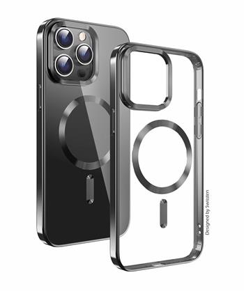 Swissten Clear Jelly Magstick Metallic für Apple iPhone 14 Schwarz Hülle