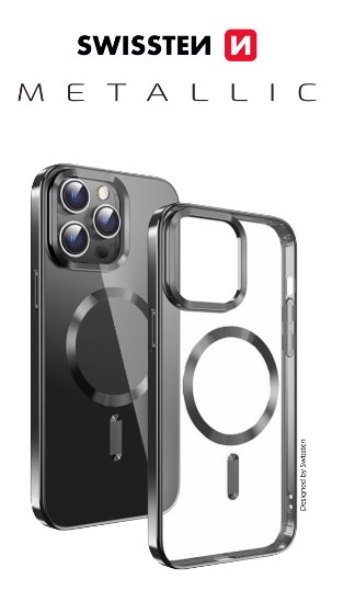 Swissten Clear Jelly Magstick Metallic pouzdro pro Apple iPhone 15 černé