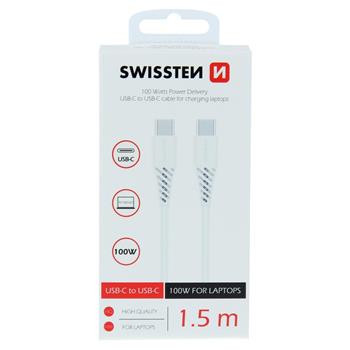 Swissten TPE data cable USB-C/USB-C power delivery 5A (100w) 1,5 m White