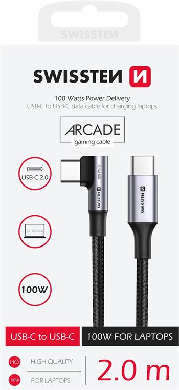 Swissten Datenkabel USB-C/USB-C 5A (100w) für Laptops 2 m Schwarz