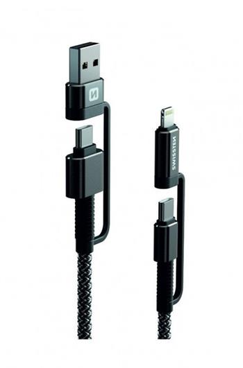 Swissten datový kabel ARAMID REINFORCED 4in1 3a 1,5 m antracit