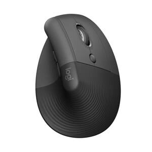 Logitech Lift, vertikální myš, bezdrátová, optická, 4000dpi, 6 tlačítek, Bluetooth, přijímač USB, šedá