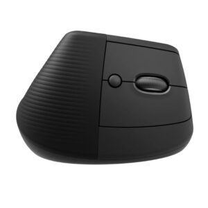 Logitech Lift, vertikální myš, bezdrátová, optická, 4000dpi, 6 tlačítek, Bluetooth, přijímač USB, šedá