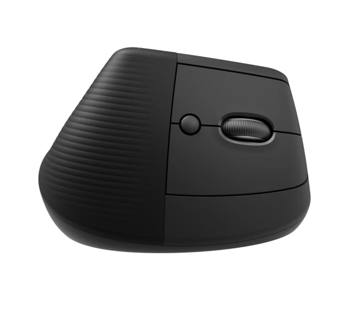 Logitech Lift, vertikální myš, bezdrátová, optická, 4000dpi, 6 tlačítek, Bluetooth, přijímač USB, šedá