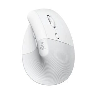 Logitech Lift vertikální, bezdrátová myš, optická, 4000dpi, 6 tlačítek, Bluetooth, přijímač USB, bílá