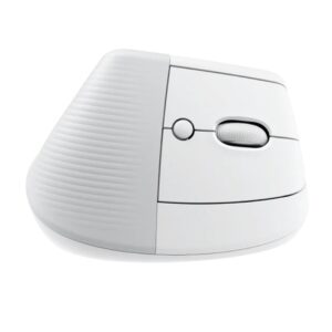 Logitech Lift vertikální, bezdrátová myš, optická, 4000dpi, 6 tlačítek, Bluetooth, přijímač USB, bílá