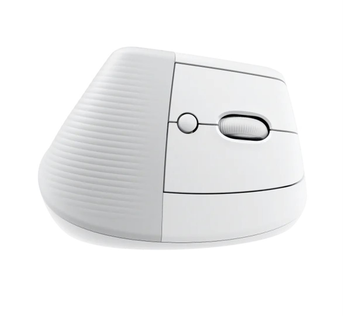 Logitech Lift vertikální, bezdrátová myš, optická, 4000dpi, 6 tlačítek, Bluetooth, přijímač USB, bílá