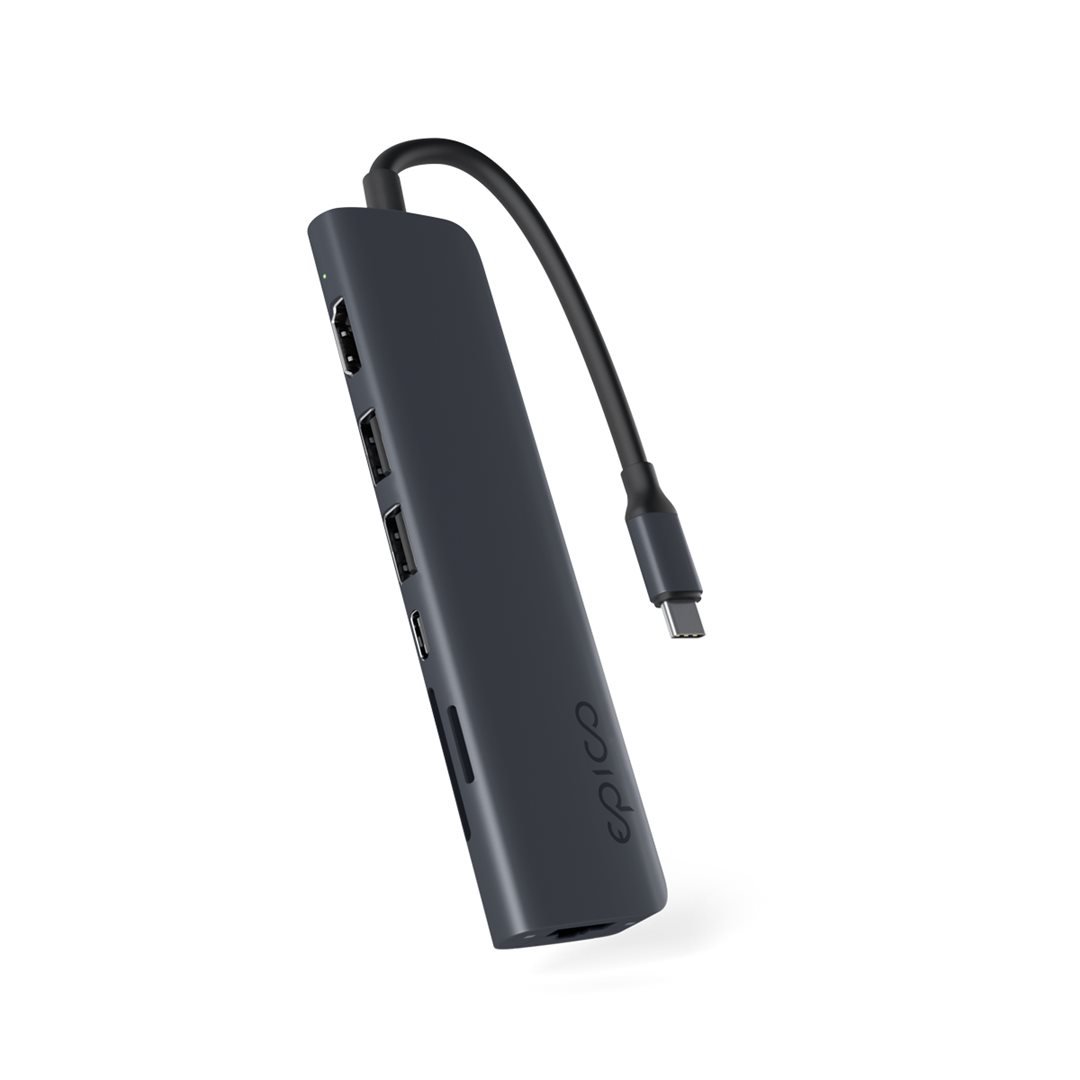 Epico 7-in-1 Pro Hub s 8K a USB-C connector - Dark Ink