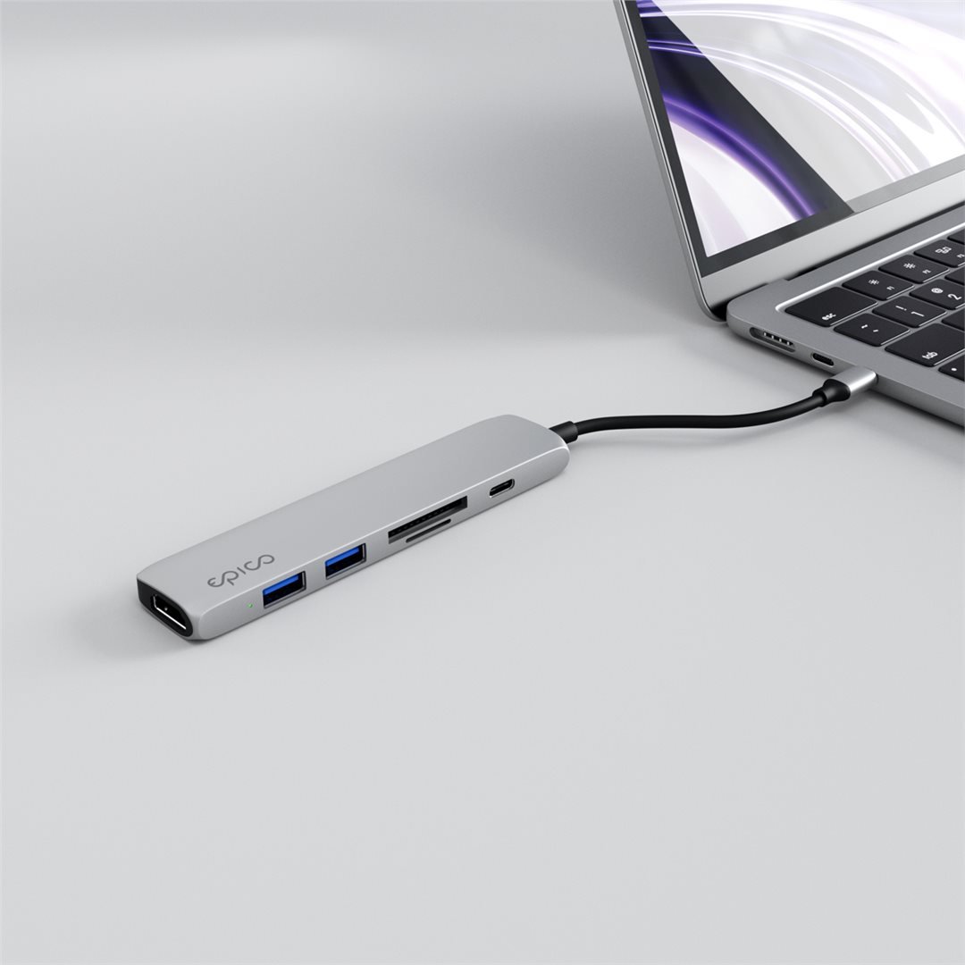 Epico 6-in-1 aluminium hub 8K USB-C - Silver
