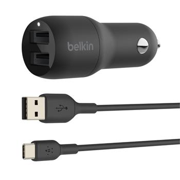 BELKIN Dual USB-A Autoladegerät 24W + USB-C Kabel