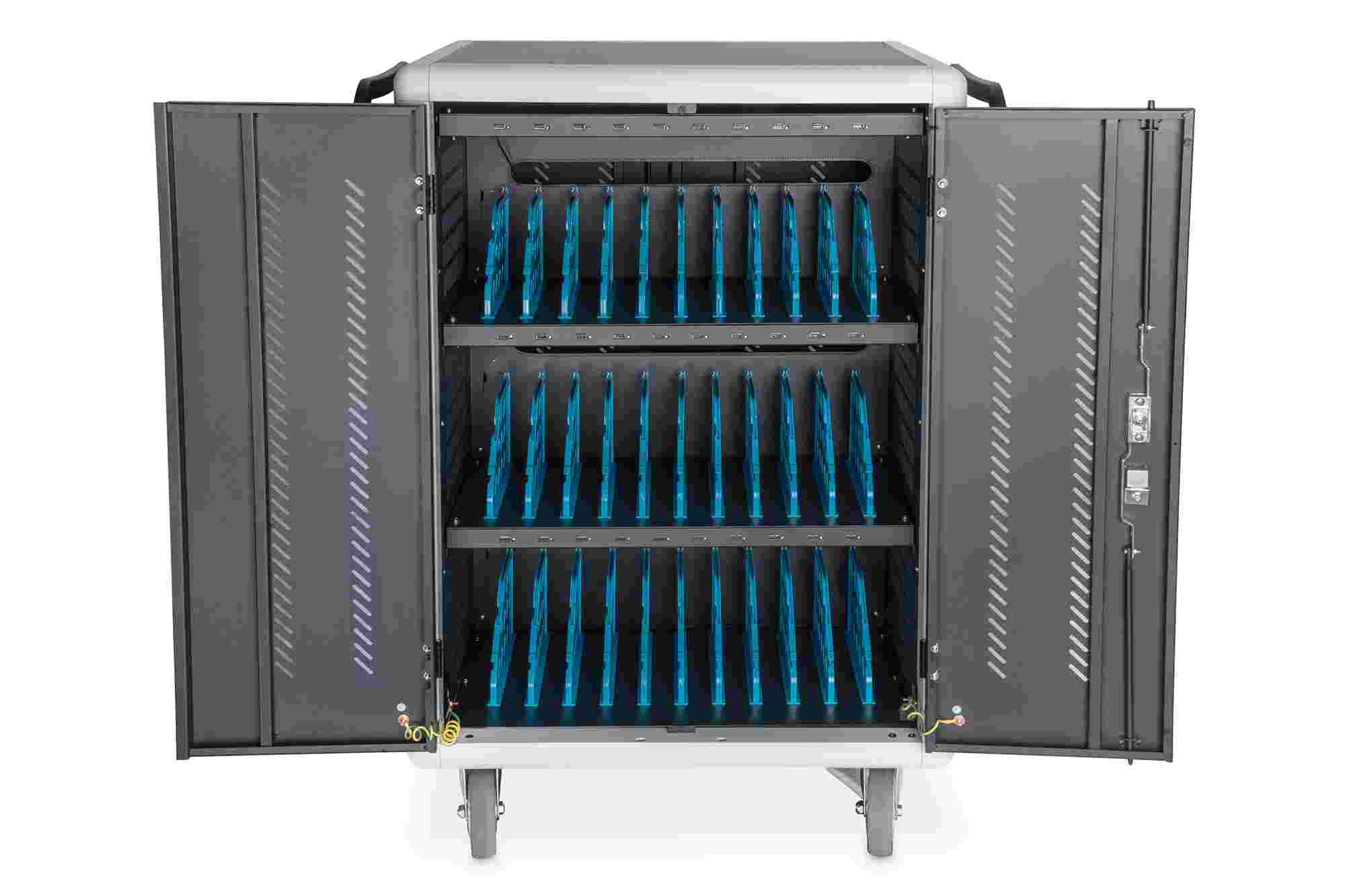 DIGITUS Mobilní nabíjecí skříňka pro notebooky / tablety do 15,6”, synchronizace dat, UV-C Osvětlení-Sterilizace