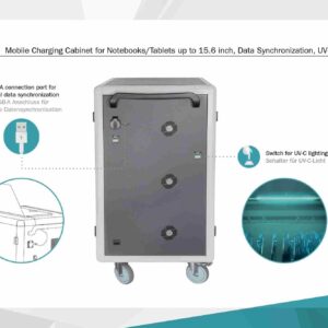 DIGITUS Mobilní nabíjecí skříňka pro notebooky / tablety do 15,6”, synchronizace dat, UV-C Osvětlení-Sterilizace
