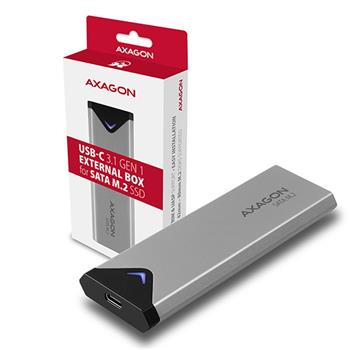 AXAGON EEM2-U3C, USB-C 3.2 Gen 1 - M.2 SATA SSD Metallgehäuse, Länge 42 bis 80 mm