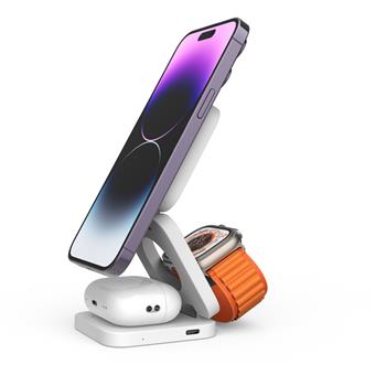 Cubenest Qi2 3in1 Magnetic Wireless charger EQ310 Fold White