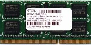 8 GB DDR3L-1600MHz SO-DIMM PC3-12800