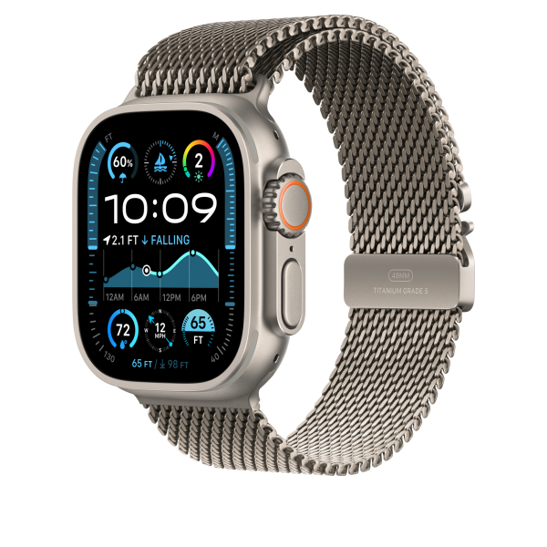 Apple Watch 49mm Natural Titanium Milanese Loop - Medium