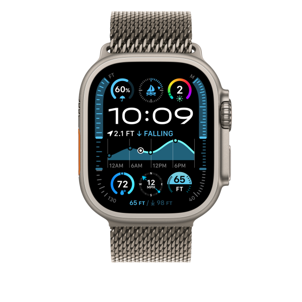 Apple Watch 49mm Natural Titanium Milanese Loop - Large