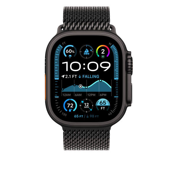 Apple Watch 49mm Black Titanium Milanese Loop - Medium