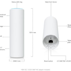 Ubiquiti UniFi U7 Mesh - Wi-Fi 7 AP, 2.4/5GHz, bis 5 Gbps, 1x 2.5GbE, IPX6, PoE (mit PoE-Injektor)